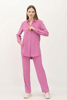 Літній костюм з віскози рожевий  вільного силуету Дастін 409