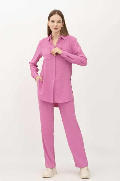 Літній костюм з віскози рожевий  вільного силуету Дастін 409 Літній костюм з віскози рожевий  вільного силуету Дастін 409