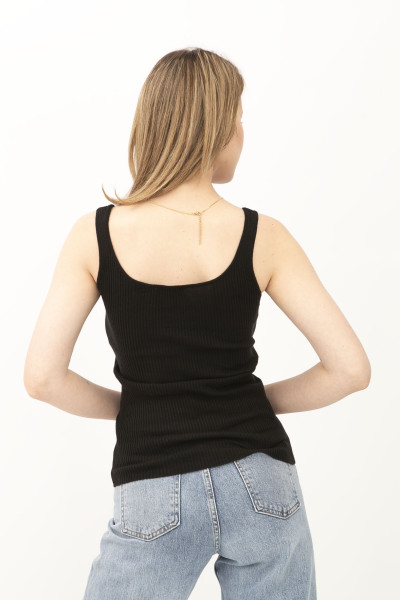 Чорна трикотажна майка в рубчик 24100402