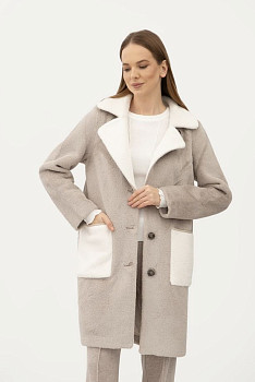 Двостороннє пальто однобортне сірого  кольору 24107302