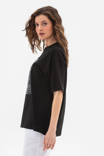 Футболка трикотажна  з круглою горловиною чорного кольору Мірана 03