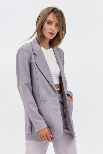 Сірий жіночий жакет вільного крою з костюмної тканини Меларі