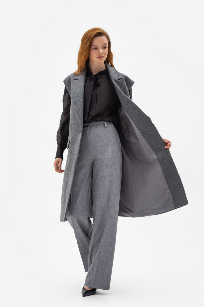 Довгий жилет оверсайз сірого кольору Ліакра 11