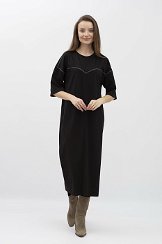 Сукня прямого крою зі спущеним рукавом чорна Абені 001 Сукня прямого крою зі спущеним рукавом чорна Абені 001