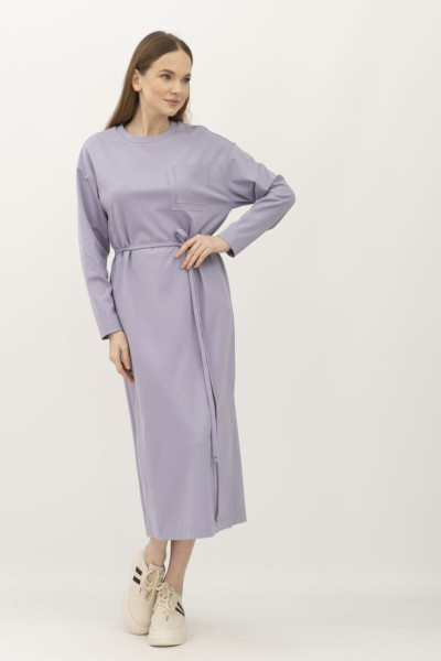 Трикотажна оверсайз сукня бузкового кольору довжиною за коліно Міото 12 Трикотажна оверсайз сукня бузкового кольору довжиною за коліно Міото 12