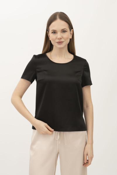 Блуза - футболка з шовку чорна Ламін 242