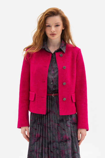 Жакет прямого силуету малинового кольору Сателі 01