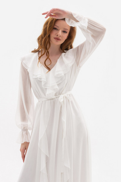 Шифонова сукня молочного кольору Нірела 01 Шифонова сукня молочного кольору Нірела 01