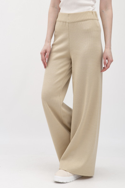 Брюки прямі трикотажні бежевого кольору 25218000