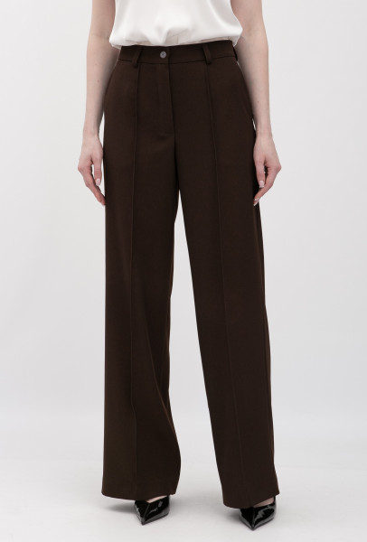 Брюки з костюмної тканини коричневого  кольору Таріна 22