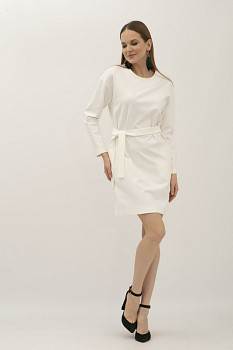 Молочна коротка сукня зі щільного трикотажу з віскозою Ніч 12 Молочна коротка сукня зі щільного трикотажу з віскозою Ніч 12