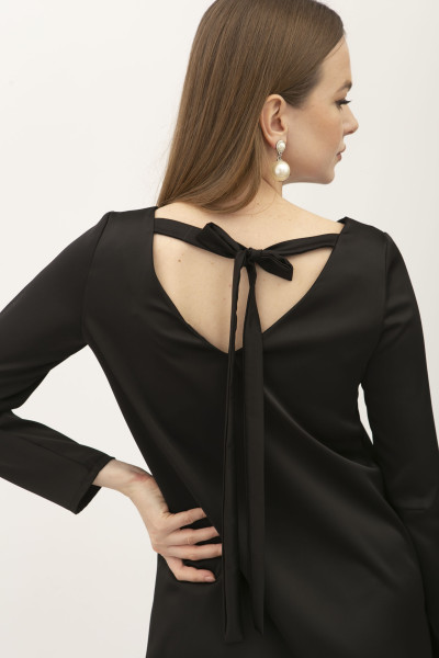 Сукня чорна з сатину вільного силуету Амелі 03 Сукня чорна з сатину вільного силуету Амелі 03