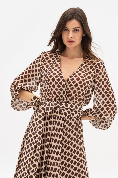 Шифонова сукня з V-подібним вирізом  коричневого кольору Талена 1