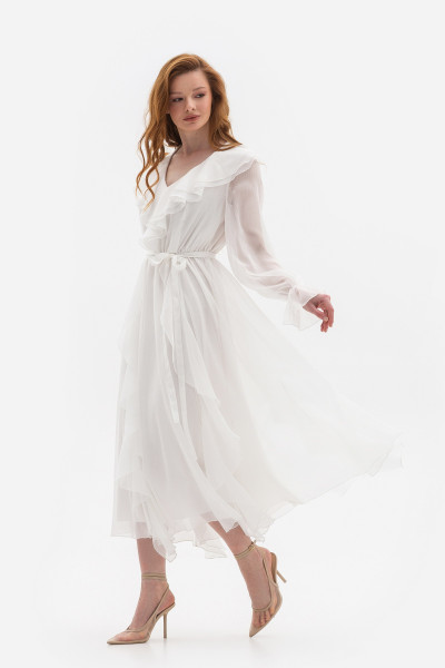 Шифонова сукня молочного кольору Нірела 01 Шифонова сукня молочного кольору Нірела 01