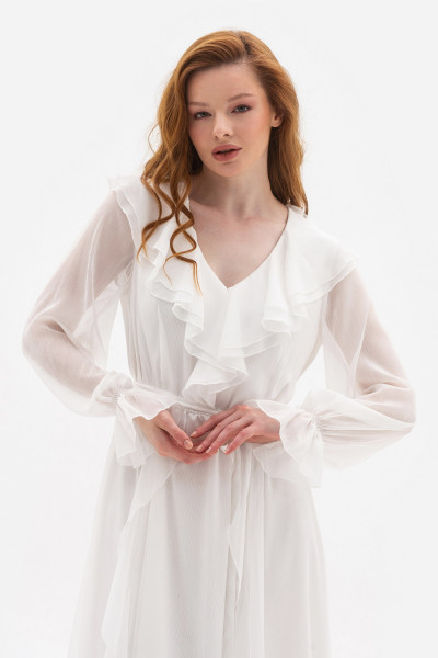Шифонова сукня молочного кольору Нірела 01 Шифонова сукня молочного кольору Нірела 01