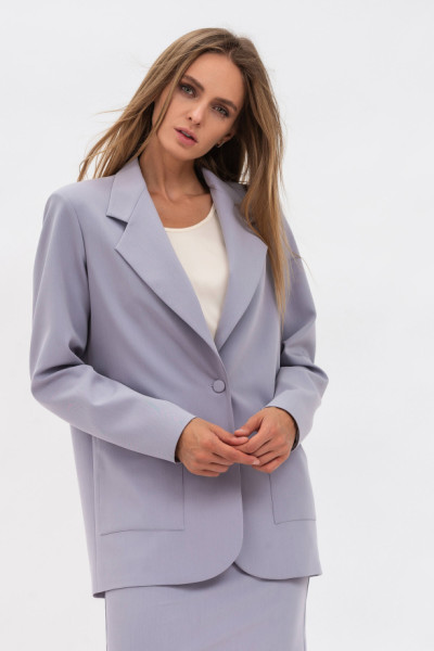 Класичний жіночий жакет на два гудзики сірого кольору Пейсі 02