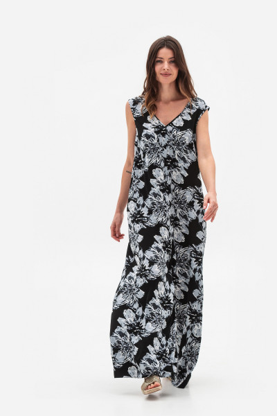 Шифоновий комбінезон вільного силуету сірого  кольору Келеса 04