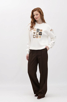 Брюки з костюмної тканини коричневого  кольору Таріна 22