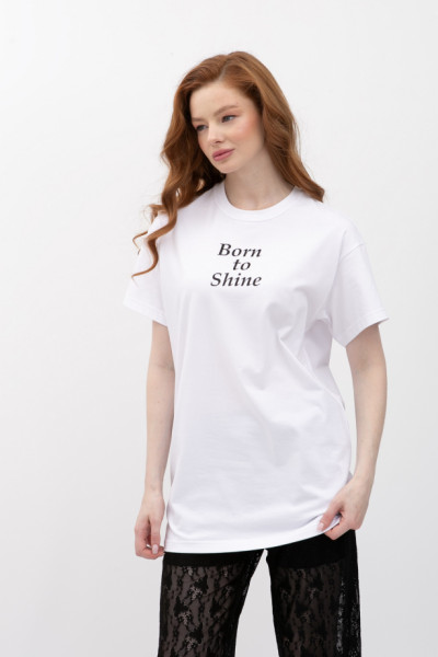 Біла трикотажна футболка вільного крою з круглою горловиною Мірана 10