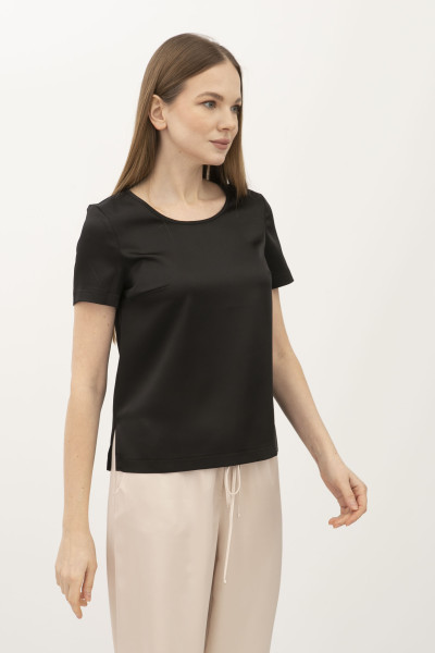 Блуза - футболка з шовку чорна Ламін 242