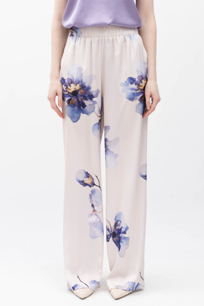 Широкі шовкові брюки з високою посадкою Тресор 02