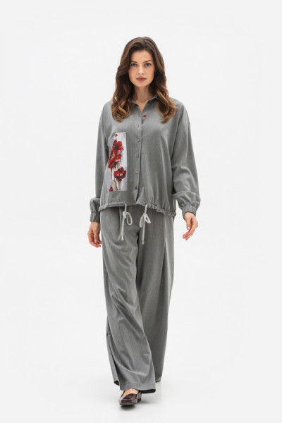 Брюки палаццо з високою посадкою сірого кольору Октара