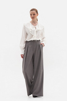 Брюки-палаццо з костюмної тканини сірого  кольору Нейра