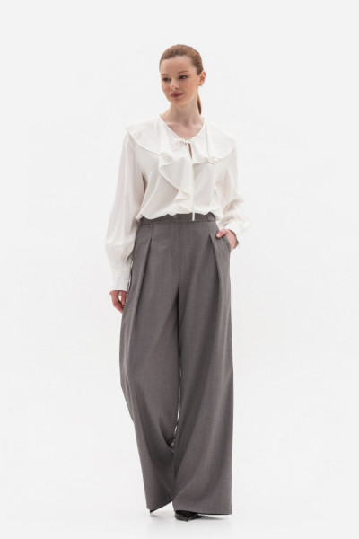 Брюки-палаццо з костюмної тканини сірого  кольору Нейра