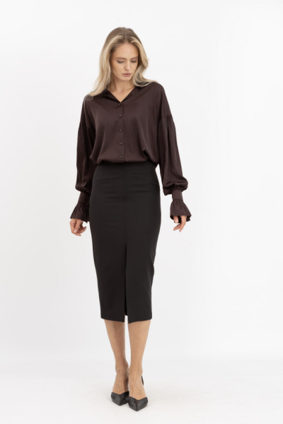 Спідниця олівець з костюмної тканини чорного кольору Аквас 01