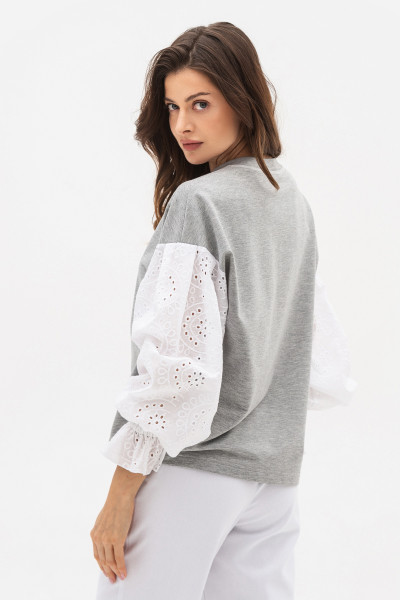 Світшот сірого кольору з оригінальними рукавами з прошви Рінері