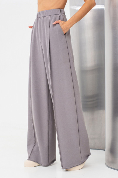 Брюки палаццо трикотажні сірі Елісса 01