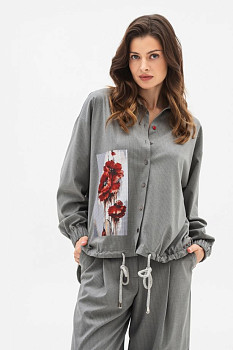 Сорочка вільного крою сірого кольору Октара