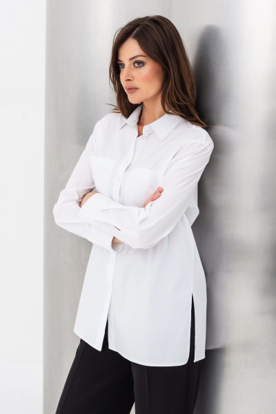 Блуза біла з бавовни подовжена Крума 2