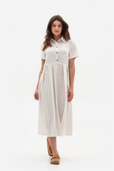 Лляна сукня довжини міді молочного кольору Галекс Лляна сукня довжини міді молочного кольору Галекс