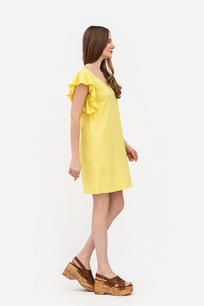 Лляна мінісукня вільного силуету жовтого кольору Ворета 03 Лляна мінісукня вільного силуету жовтого кольору Ворета 03