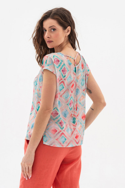 Шовкова блуза вільного силуету бежевого кольору Сіелія