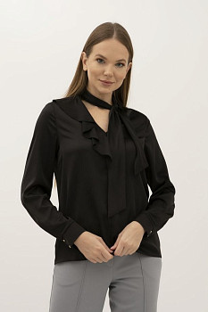 Блуза з шифону прямого силуету чорна Флуро 02
