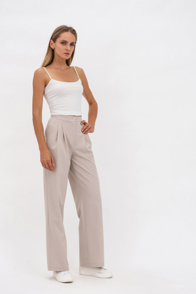 Жіночі штани бежевого кольору з костюмної тканини Аміка 02