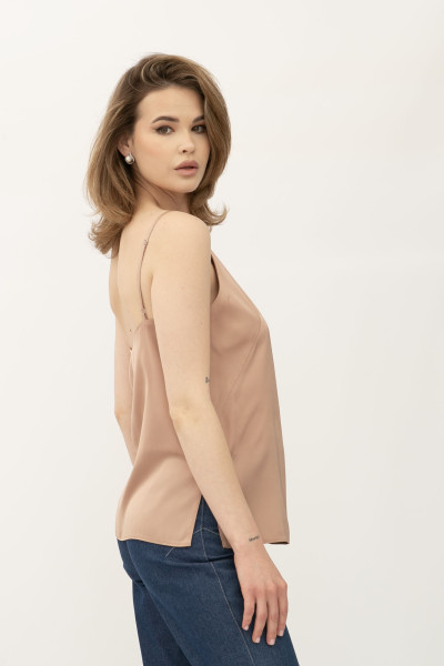 Жіноча майка бежева на бретелях що регулюються Фоказі