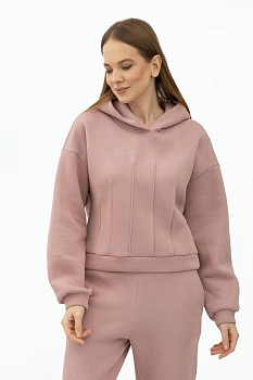 Світшот трикотажний з капюшоном рожевого кольору Делін 04
