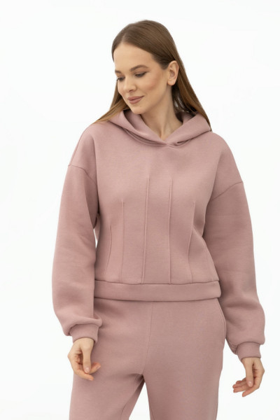 Світшот трикотажний з капюшоном рожевого кольору Делін 04