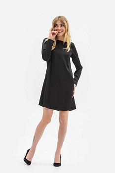 Чорна жіноча сукня міні з сатину в білизняному стилі Лелі 03 Чорна жіноча сукня міні з сатину в білизняному стилі Лелі 03