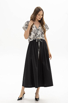 Спідниця силуету трапеція чорного кольору Риалия 01