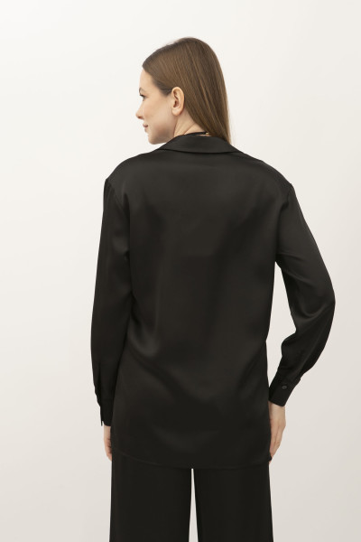 Костюм з сатину блуза та штани чорного кольору Маніла 01 Костюм з сатину блуза та штани чорного кольору Маніла 01