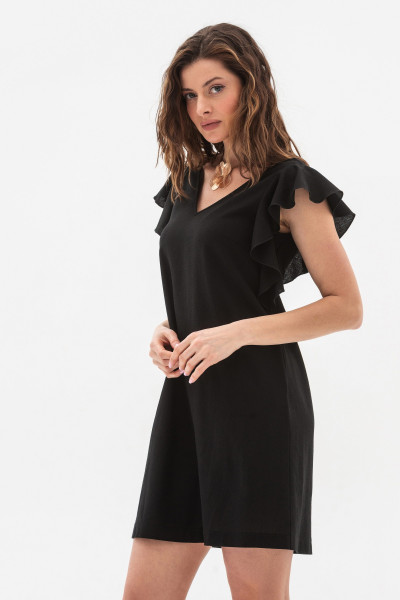 Лляна мінісукня вільного силуету чорного кольору Ворета Лляна мінісукня вільного силуету чорного кольору Ворета