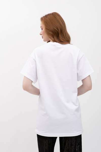 Біла трикотажна футболка вільного крою з круглою горловиною Мірана 10