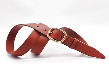 Жіночий ремінь з натуральної шкіри рудого кольору 530/177