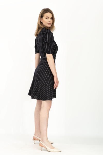 Лляна сукня міні на запах синя Данді 01 Лляна сукня міні на запах синя Данді 01