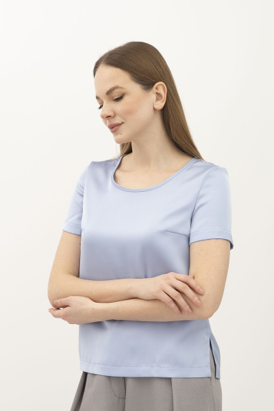 Блуза - футболка з шовку блакитна Ламін 243