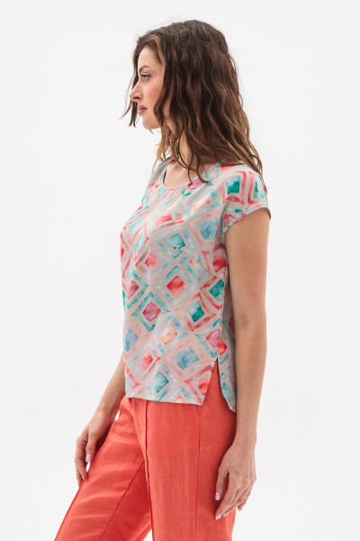 Шовкова блуза вільного силуету бежевого кольору Сіелія